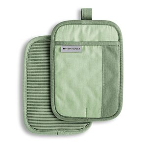 $9.21*:KitchenAid Beacon Two-Tone Non-Slip Pot Holder Set, Pistachio/Graphite Green, 7"x10", 2 Piece at Amazon