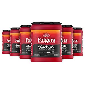 Select Accounts: 6-Pk 9.6-Oz Folgers Black Silk Dark Roast Ground Coffee $19.95 w/ S&S