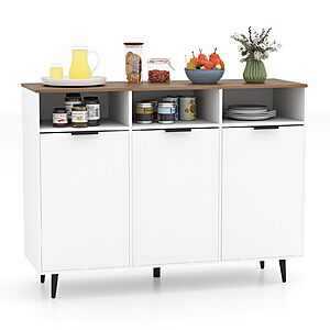 47'' Buffet Cabinet w/ Storage Compartments, Countertop, 3 Doors Kitchen Cabinets $98.99 + Free Shipping at Amazon