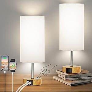 2-Pack 12.8&rdquo; ROTTOGOON 3-Way Dimmable Touch Table Lamp Set $28.99 + Free Shipping w/ Prime or on $35+