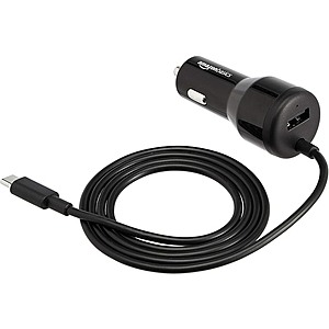 Amazon Basics 30W USB Car Charger w/ Attached 18W PD USB-C Cable $5 + Free S&H w/ Prime
