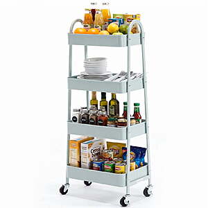 $17.99: Gianna 4 Tier Metal Utility Rolling Cart with Lockable Caster Wheels at Walmart.com