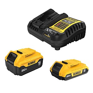 $80.25: DEWALT 20V MAX Lithium-Ion Battery Kit with 5.0Ah and 2.0Ah Battery and Charger at HomeDepot