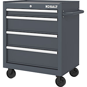 $199: Kobalt 26.7-in W x 33-in H 4 -Drawer Steel Rolling Tool Cabinet ( Gray/Green ) | 19224 at Lowe's FREE Pickup