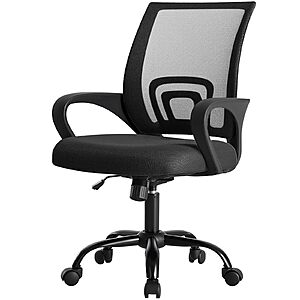 $29.99: DUMOS Ergonomic Mid-Back Office Chair – Mesh, Lumbar Support, Height Adjustable, 360° Swivel, Black at Amazon