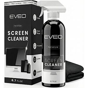 [Lightning Deal]6.7-Oz EVEO Screen Cleaner Spray Kit (Streak-Free) $9.93 + Free Shipping w/ Prime or on $35+