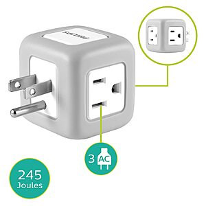 Philips 3-Outlet Grounded Cube Tap w/ Surge Protection at Amazon