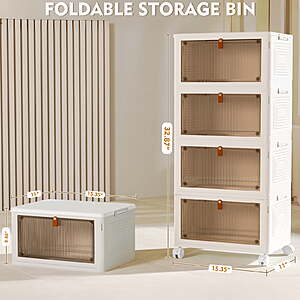 $26.99: 4-Tier 23-Liter Okenten Stackable Plastic Storage Bins w/ Lid & Rolling Wheels at Walmart.com