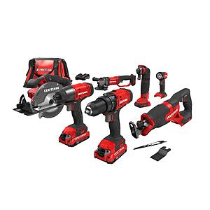 $239: CRAFTSMAN V20 Power Tool Combo Kit, 7-Tool Cordless Power Tool Set with 2 Batteries and Charger (CMCK700D2) at Amazon