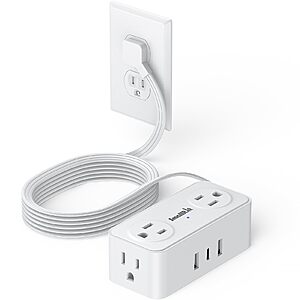 SMALLRT 6.5' Power Strip with USB & Surge Protector or on