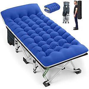GVDV 75"x28" Portable Folding Camping Cot w/ 2-Sided Mattress (Blue) $54.89 + Free S&H at Walmart