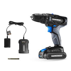 $18.14: Hammerhead 20V 2-Speed Cordless Drill Driver Kit with 1.5Ah Battery and Charger at Amazon