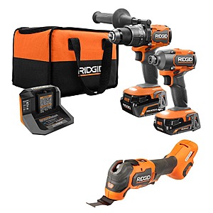 $218.5: RIDGID 18V Brushless Cordless 2-Tool Combo Kit w/ (2) Batteries, Charger, Bag, & 18V Brushless Multi Tool at HomeDepot
