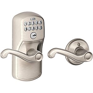 [Prime] $85.5 | Schlage Plymouth Keypad Entry w/ Auto-Lock (Satin Nickel) at Amazon
