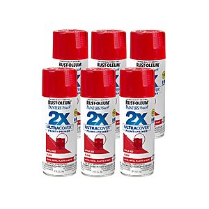 6 Pack 12 oz Rust-Oleum Painter's Touch 2X Ultra Cover Spray Paint Gloss Apple Red $23.84 + Free S&H w/ Prime or $35+