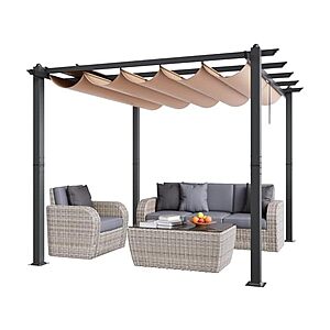 VEVOR 10'x10' Outdoor Retractable Pergola W/ Canopy