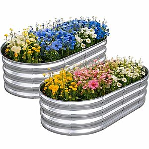 TATAANTY Galvanized Raised Garden Bed