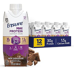 Select Accts[AC,S&S] 12 Pack 11-oz Ensure Max Protein Shake(Milk Chocolate) $10.86 + Free S&H w/ Prime or $35+