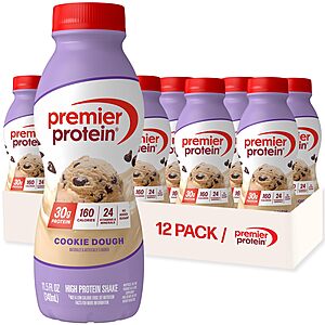 [S&S]12 Pack 11.5 oz Premier Protein Shake, Cookie Dough, 30g High Protein $15.19 + Free S&H w/ Prime or $35+
