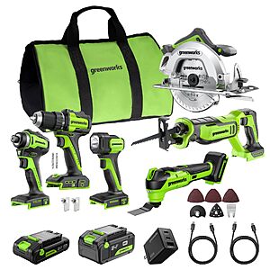 GREENWORKS 24V 6-Tool Combo Kit with Batteries & Rapid Charger $262.79 + Free S&H at Amazon