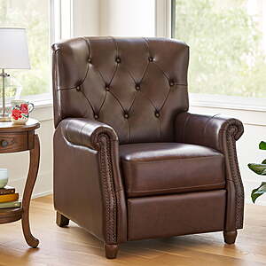Pioneer Woman Harper Leather Recliner with Whiskey Upholstery(Solid Brown/Whiskey Brown) $150 + Free S&H at Walmart
