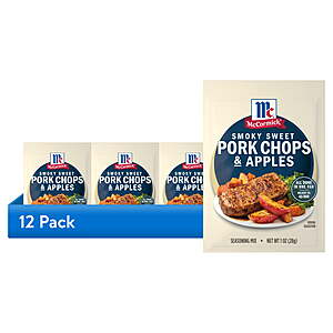 $7.30: (12 pack) McCormick Smoky Sweet Pork Chops & Apples Seasoning Mix, 1.0 oz Packet at Walmart.com