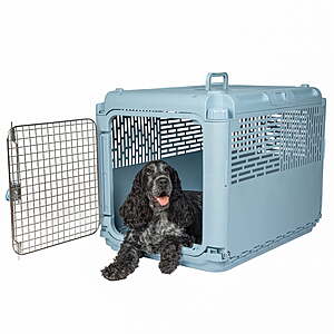 $52: Sport Pet Designs, Dog Kennels, 30" Collapsible Plastic Pet Kennel/Crate, Blue, Medium at Walmart.com