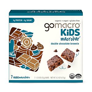 [S&S]7 Ct 6.3 Ounce Gomacro, Organic Bar Kids Double Chocolate Brownie $4.77 + Free S&H w/ Prime or $35+