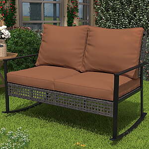 $122.54: Ainfox Outdoor Patio Furniture Rocking Loveseat, Wicker Rattan Sofa(3 Colors) at Walmart.com