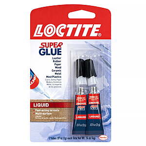 $2.68: Loctite Super Glue Liquid Tube, 1 Pack of 2 Tubes, Clear 0.07 oz Tubes at Walmart.com