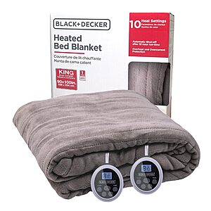 BLACK+DECKER Heated Blanket Electric King (90x100 inches, Grey) $56.16 + Free S&H at Amazon