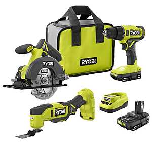 RYOBI ONE+ 18V Combo Kit w/ Drill, Circular Saw, Multi Tool, 2x Batts, & Charger $136 + Free S&H