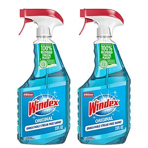 [S&S]2 Pack 23 Fl Oz Windex Glass and Window Cleaner Spray Bottle Original Blue Scent $4.26 + Free S&H w/ Prime or $35+