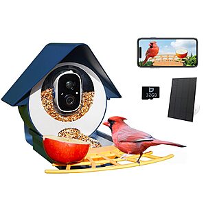 Birdkiss Smart Bird Feeder with FHD Camera & Solar Pannel(Deep Blue) $24.99 + Free S&H w/ Prime or $35+