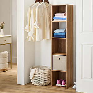 Mainstays 5 Cube Vertical Storage Organizer, Warm Walnut $30.52 + Free S&H w/ Walmart+ or $35+