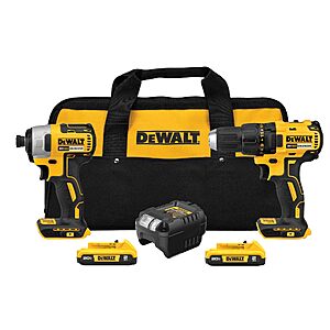 $161.1: DEWALT 20V MAX Cordless Drill and Impact Driver, Power Drill Brushless 2-Tool Power Tool Combo Kit, Includes 2 Batteries, Charger and Bag (DCK277D2) at Amazon
