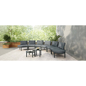 $325.99: Ebern Designs Perica 8-Piece Curved Outdoor Sectional Set With PE Wicker And Aluminum Frame(Beige) at Wayfair