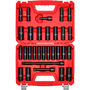 29-Pc VEVOR 1/2" Drive SAE & Metric Impact Socket Set $26.55 + Free S&H