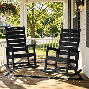 SERWALL 2 Pack Oversized Outdoor Rocking Chair with Footrest(Black) $137.18 + Free S&H at Walmart