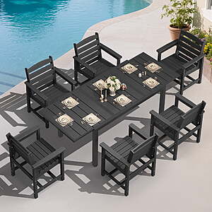 $553.34: SERWALL 7-Piece Outdoor Dining Set with Expandable Patio Dining Table and 6 Chairs at Walmart