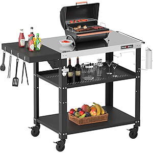 PARGRILL 3-Shelf Grill Cart 46.6" x 20" x 33‘’ with Foldable Side Table $89.99 + Free S&H at Walmart