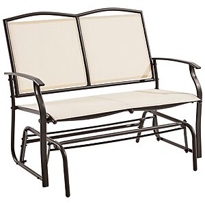 $59.99: Yaheetech Glider Bench for Outside Patio 2-Person Outdoor Loveseat,Beige at Amazon, Free Shipping