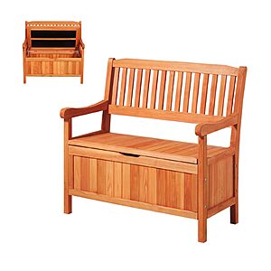 33-Gallon VEVOR 2-Person Wooden Outdoor Storage Bench $82.45 + Free S&H