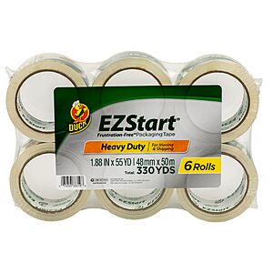 6 Rolls Duck EZ Start Clear Packing Tape Refills(1.88INx55YD, 330YDS) $16.89 + Free S&H w/ Prime or $35+