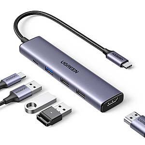 UGREEN 5-Port USB-C Hub w/ 4K HDMI/100W PD & 3x USB-A Ports $10.33 + Free S&H w/ Walmart+ or $35+