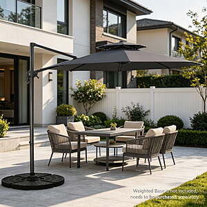 Ainfox 10ft Offset Cantilever Patio Umbrella, 360° Rotation, 5-Level Tilt w/ Cross Base (Grey) $89.99 + Free S&H at Walmart