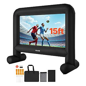 15' VEVOR Inflatable Movie Screen w/ Portable Storage Bag $60 + Free S&H