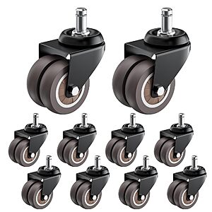 10-Pack 2" ASHGOOB Dual-Wheel TPR Office Chair Wheels Casters $18.04 + Free S&H w/ Prime or $35+