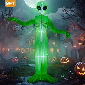 $31.80: Joyfy 9FT Halloween Inflatable Alien, Built-in LED Lights, Outdoor Yard Decor at Walmart.com