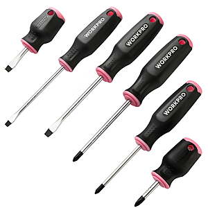 WORKPRO 6-Piece Pink Magnetic Screwdrivers Set $9.29 + Free S&H w/ Walmart+ or $35+